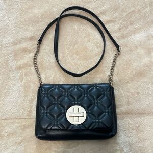 Kate Spade Astor Court Naomi Black Quilted Leather Turn Lock Crossbody Bag